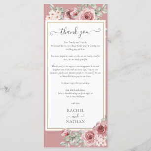 Tarjeta de agradecimiento de recepción de boda flo