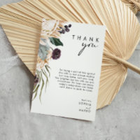 Tarjeta de agradecimiento de recepción floral blan