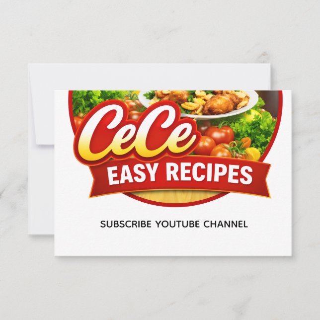 Tarjeta de agradecimiento de recetas fáciles de Ce (Anverso)