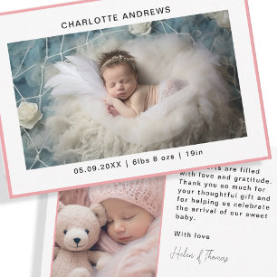 Tarjeta de agradecimiento de Recién nacido fotográ