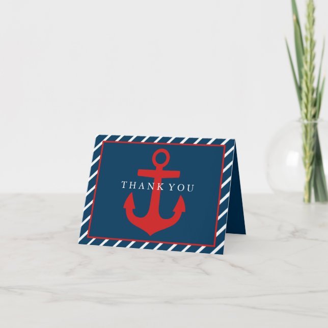 Tarjeta de agradecimiento de Red & Blue Anchor (Anverso)