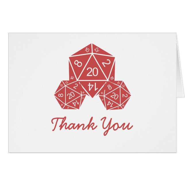 Tarjeta de agradecimiento de Red D20 Dice (Anverso (Horizontal))