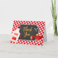 Tarjeta de agradecimiento de Red Gingham BBQ Baby