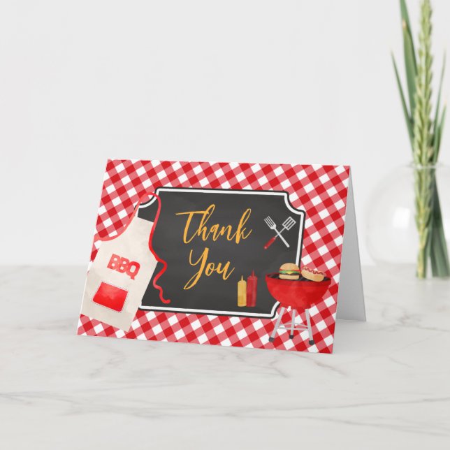 Tarjeta de agradecimiento de Red Gingham BBQ Baby  (Anverso)