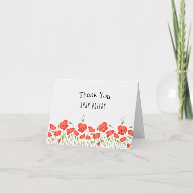 Tarjeta de agradecimiento de Red Poppies (foto opc (Anverso)