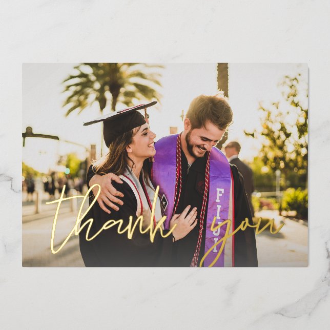 Tarjeta de agradecimiento de Relieve metalizado H  (Anverso)