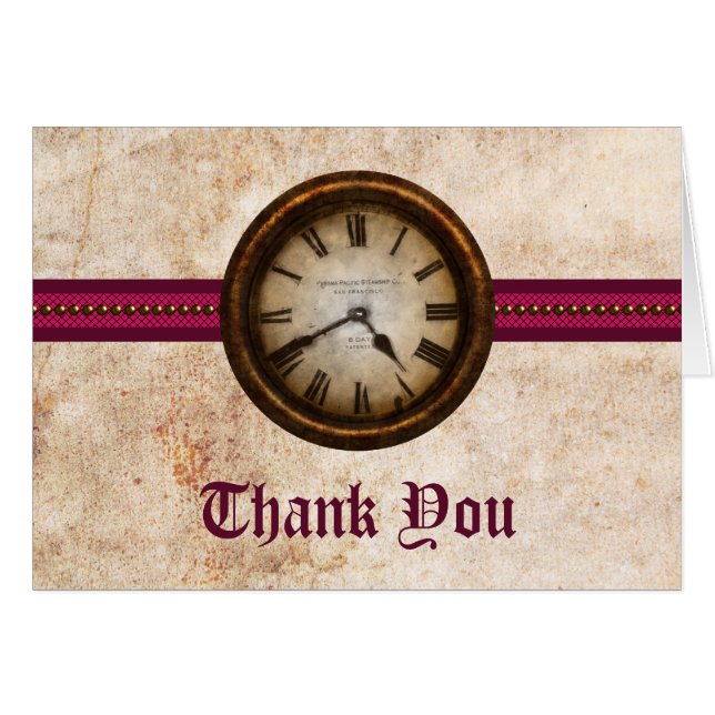 Tarjeta de agradecimiento de Reloj Antiguo, Fuchsi (Anverso (Horizontal))