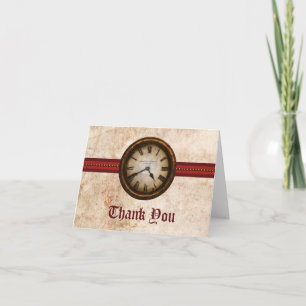 Tarjeta de agradecimiento de Reloj Antiguo, rojo