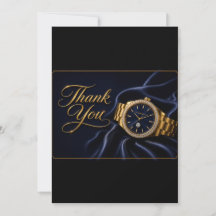 Tarjeta de agradecimiento de reloj de oro | Tribut