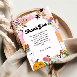 Tarjeta de agradecimiento de retro grovy Halloween