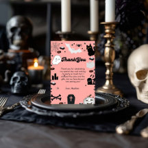 Tarjeta de agradecimiento de retro grovy Halloween