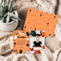 Tarjeta de agradecimiento de retro grovy Halloween