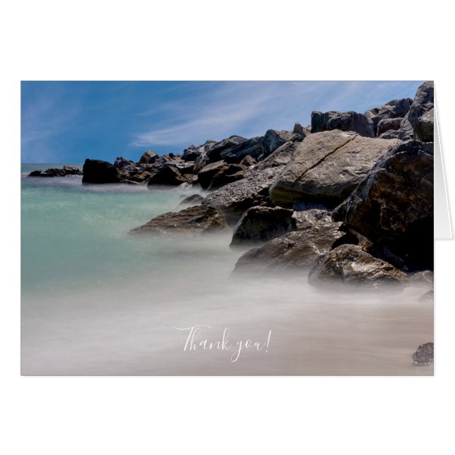 Tarjeta de agradecimiento de rocas y olas de Shell (Anverso (Horizontal))