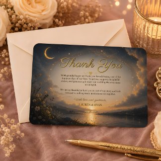 Tarjeta de agradecimiento de romance celestial
