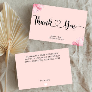 Tarjeta de agradecimiento de romance floral rosa m