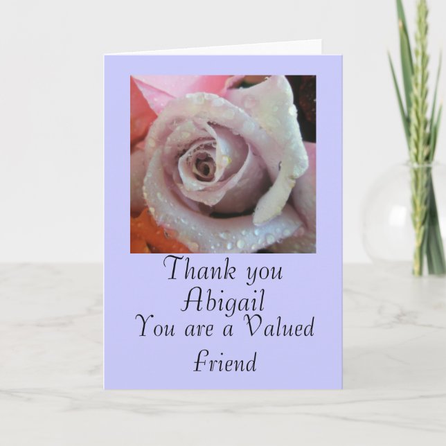Tarjeta de agradecimiento de rosa a un amigo valor (Anverso)