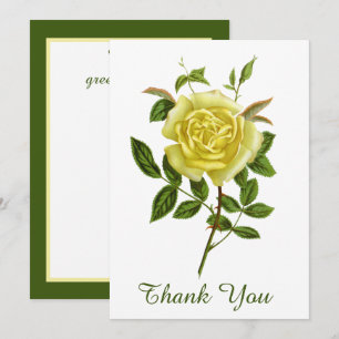Tarjeta de agradecimiento de rosa amarilla vintage