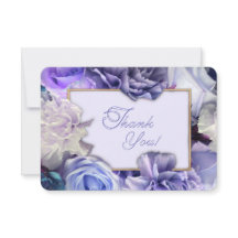 Tarjeta de agradecimiento de rosa azul violeta