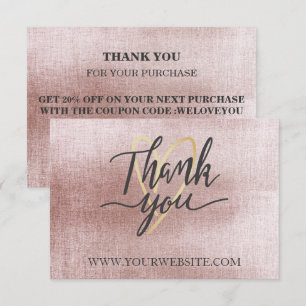 Tarjeta de agradecimiento de Rosa Gold Business