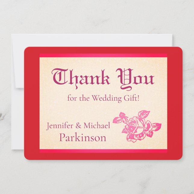 Tarjeta de agradecimiento de Rosa impresa (Anverso)