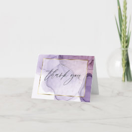 Tarjeta de agradecimiento de rosa lila de tinta al