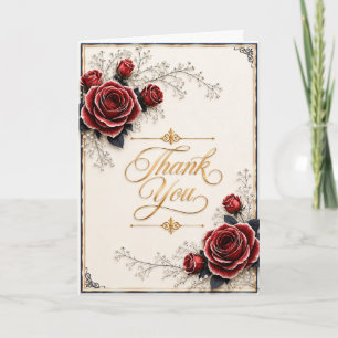 Tarjeta de agradecimiento de rosa roja elegante