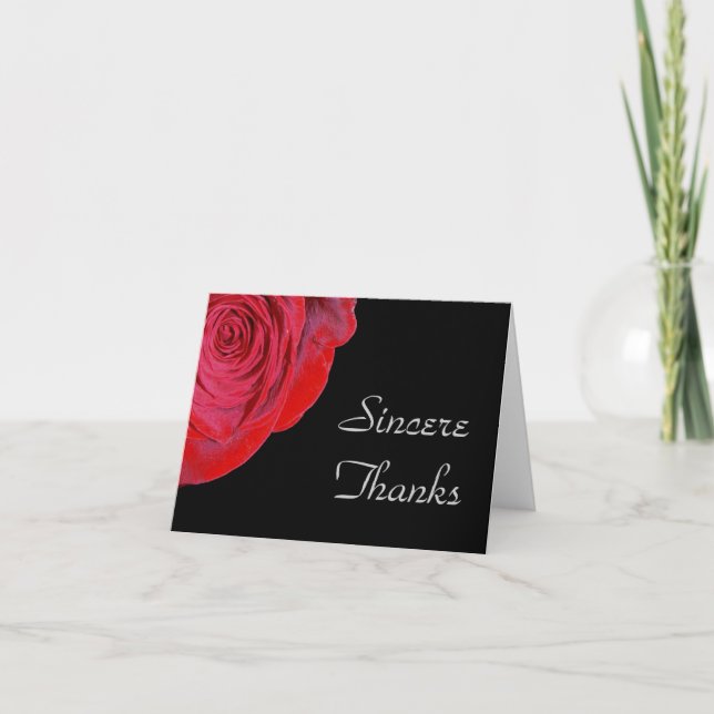 Tarjeta de agradecimiento de Rosa Roja Única (Anverso)