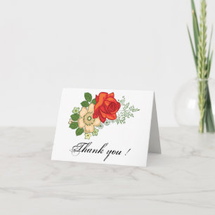 Tarjeta de agradecimiento de rosa roja y margarita