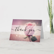Tarjeta de agradecimiento de rosa rosa única bonit