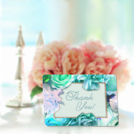 Tarjeta de agradecimiento de rosa teal pálido