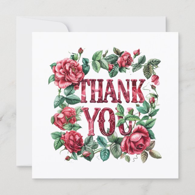 Tarjeta de agradecimiento de rosas.  (Anverso)