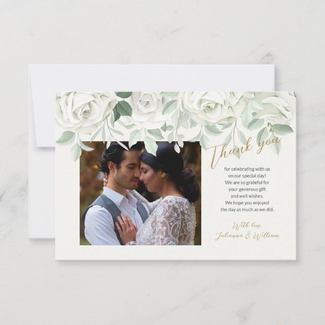 Tarjeta de agradecimiento de Rosas Blancas (Anverso)