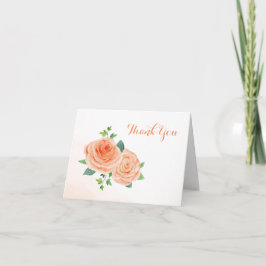 Tarjeta de agradecimiento de rosas de durazno