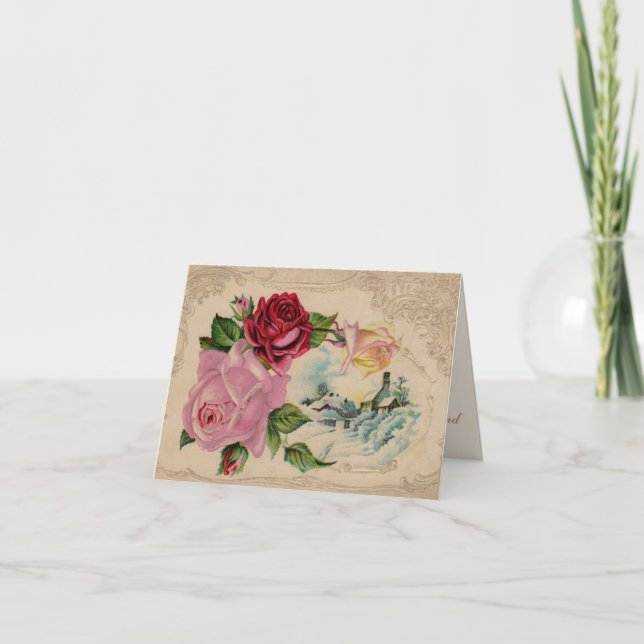 Tarjeta de agradecimiento de rosas de invierno vic (Anverso)