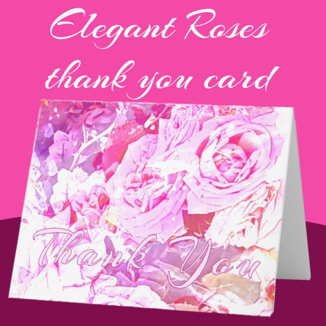 Tarjeta de agradecimiento de rosas elegantes román (Romantic Rose Blooms thank you card)