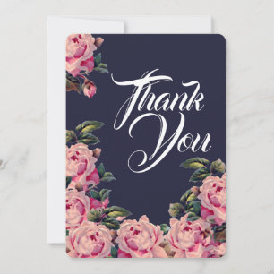 Tarjeta de agradecimiento de rosas pintadas de ros