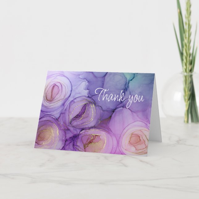 Tarjeta de agradecimiento de rosas púrpuras (Anverso)