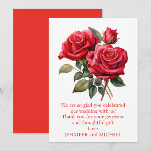 Tarjeta de agradecimiento de rosas rojas