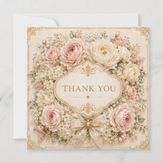 Tarjeta de agradecimiento de rosas vintage desvenc