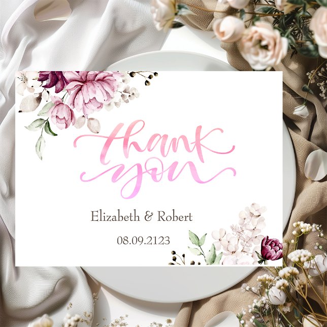Tarjeta de agradecimiento de rosas violetas acuare (Subido por el creador)