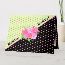 Tarjeta de agradecimiento de rosas y dalias