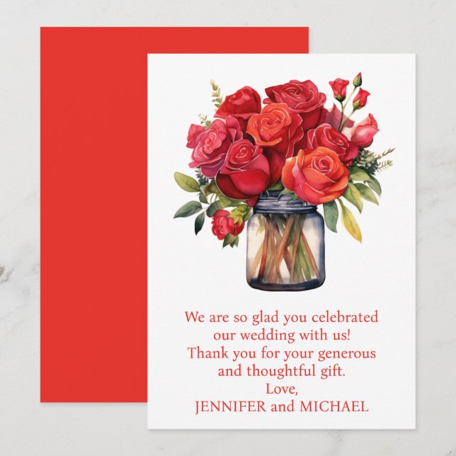 Tarjeta de agradecimiento de Roses Rojos (Anverso / Reverso)