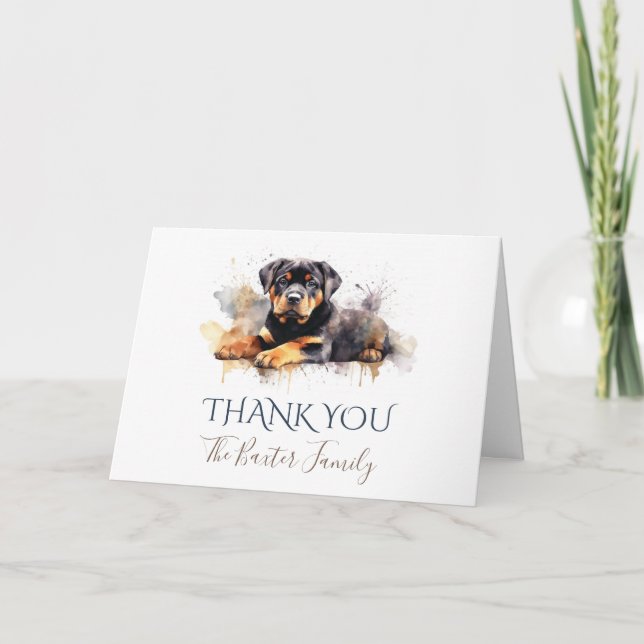 Tarjeta de agradecimiento de Rottweiler Watercolor (Anverso)