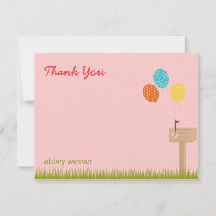 Tarjeta de agradecimiento de Rótulo plano de globo