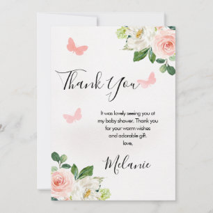 Tarjeta de agradecimiento de Rubor Floral Butterfl