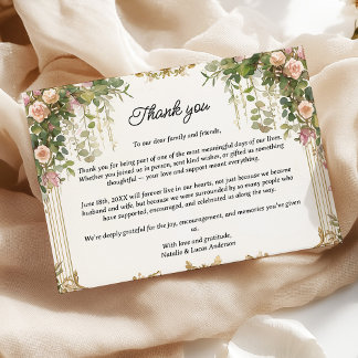 Tarjeta de agradecimiento de Rubor Rosa Floral & G
