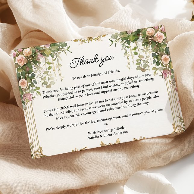 Tarjeta de agradecimiento de Rubor Rosa Floral & G (Subido por el creador)