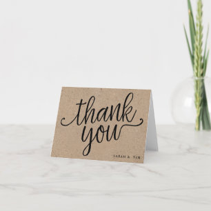 Tarjeta de agradecimiento de Rustic Kraft con letr
