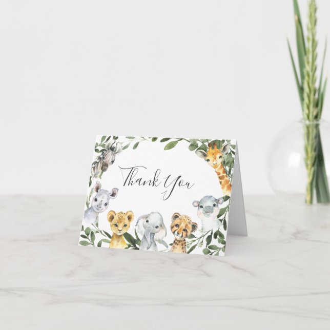 Tarjeta de agradecimiento de Safari Animals Baby S (Anverso)