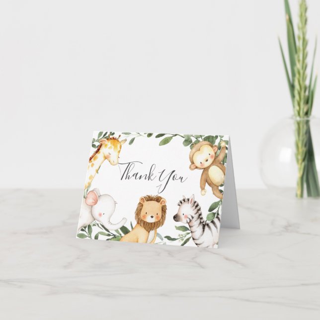 Tarjeta de agradecimiento de Safari Animals Baby S (Anverso)